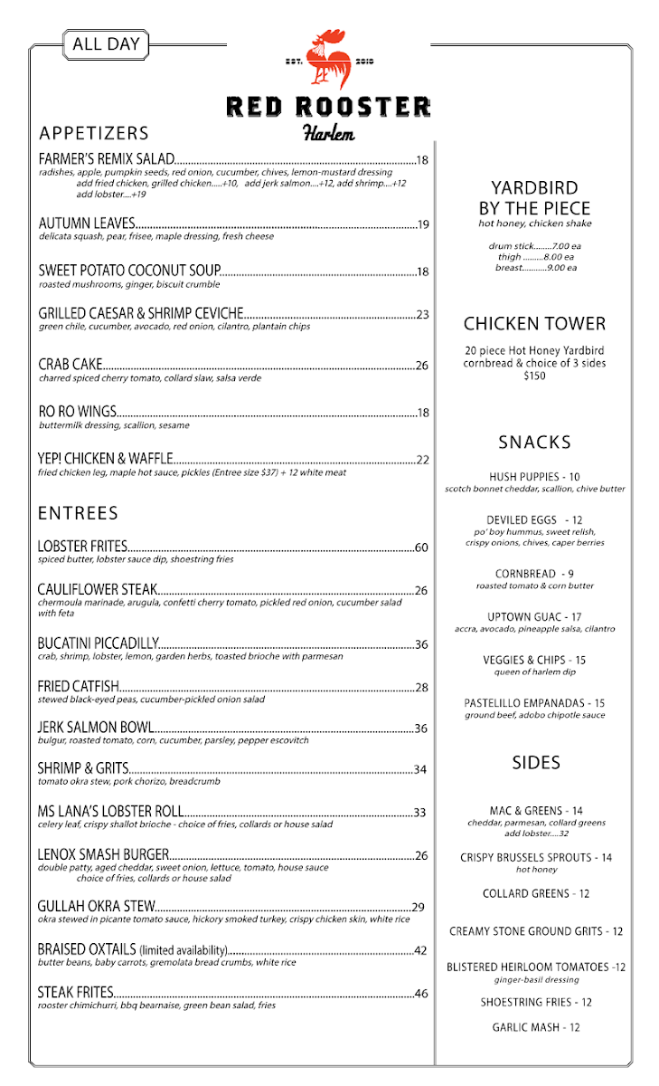 Red Rooster Harlem Menu - Image 2